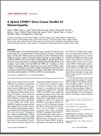 A Hybrid CFHR31 Gene Causes Familial C3 Glomerulopathy pic 1