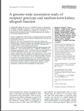 A genome-wide association study of recipient genotype and medium-term kidney allograft function