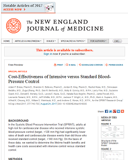 Cost-Effectiveness of Intensive versus Standard Blood Pressure Control