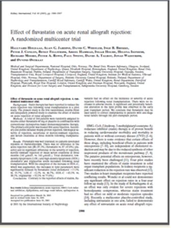 Effect of fluvastatin on acute renal allograft rejection: A randomized multicenter trialpic