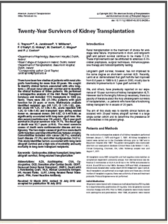 Twenty-Year Survivors of Kidney Transplantation pic